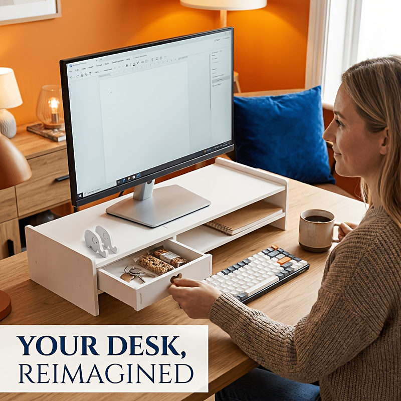 Desk Setup Accessories - Suporte Minimalista Branco de PVC para