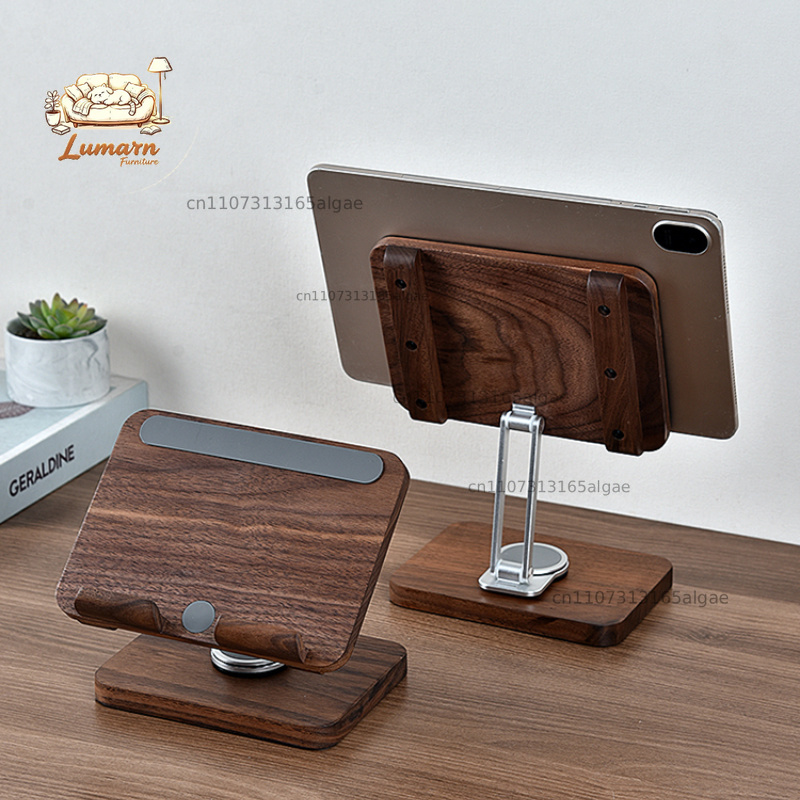 Desk Setup Black And Wood - Suporte para iPad em Nogueira Preta