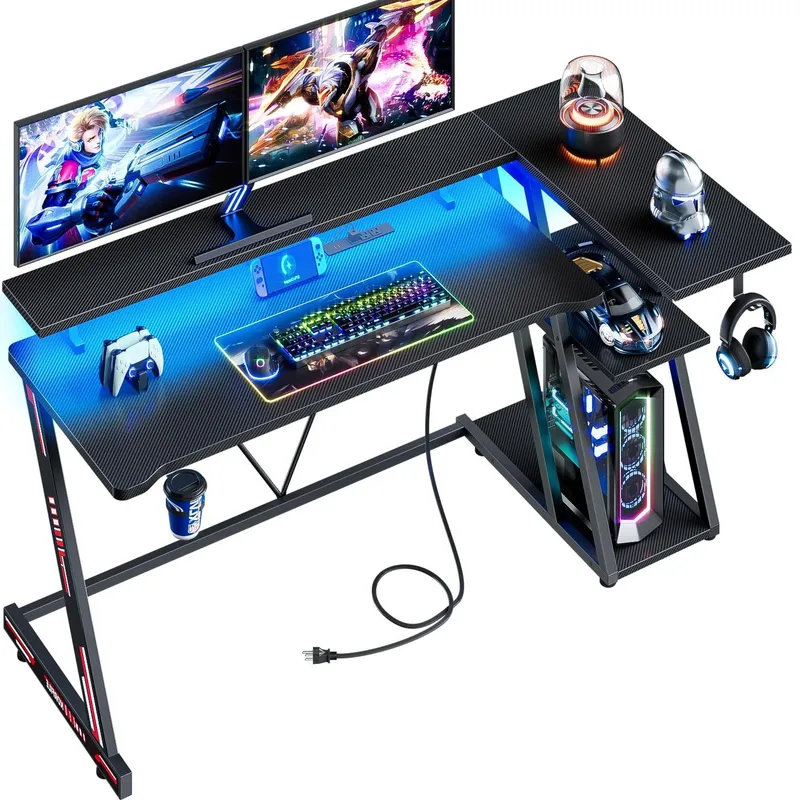 Mesa de Jogos em Fibra de Carb - Desk Setup Black And Wood avaliação e preço