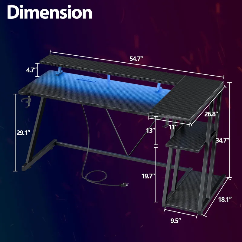 Mesa de Jogos em Fibra de Carb - Desk Setup Black And Wood avaliação e preço