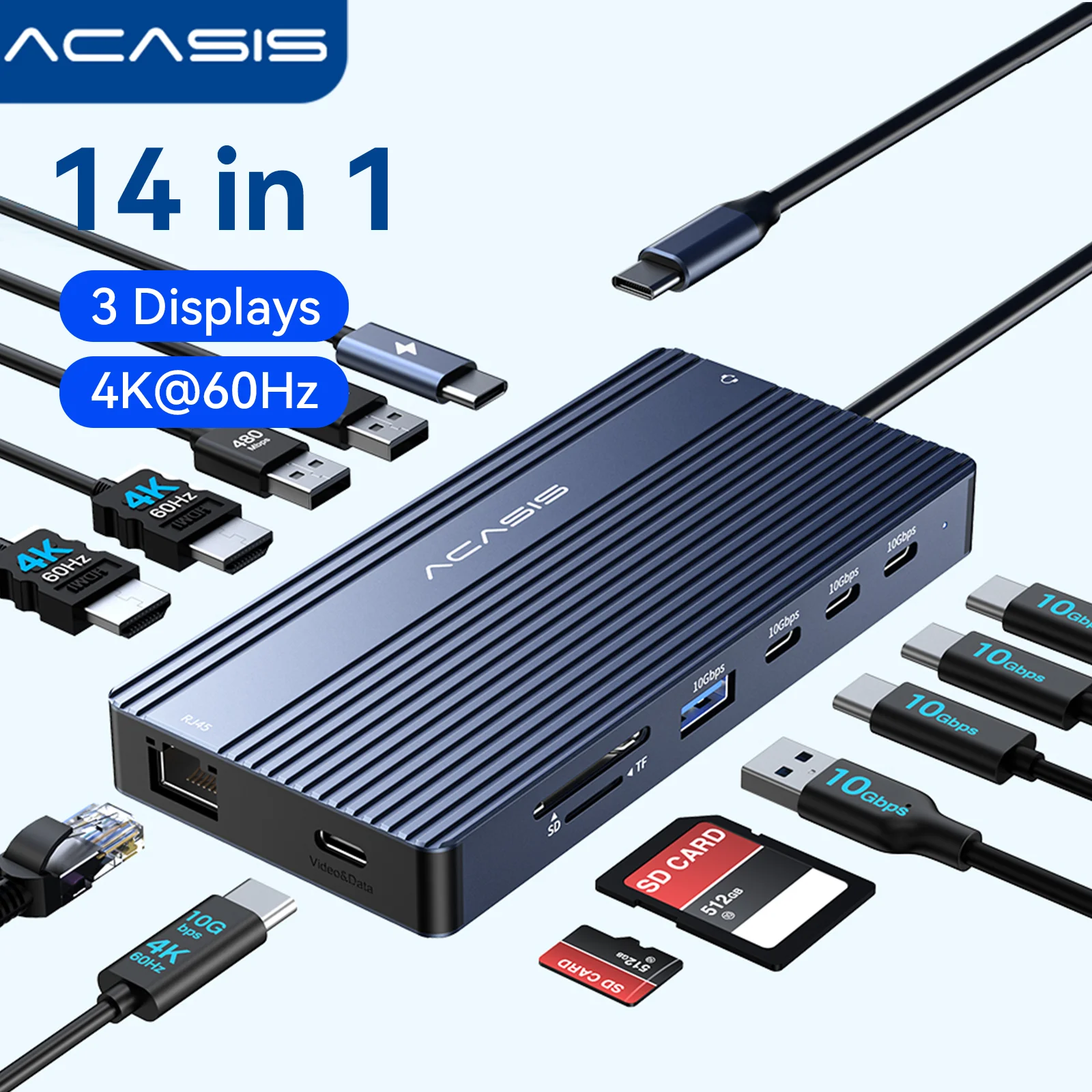 Acasis Hub USB-C 14 em 1 Tripl - Desk Setup Mac avaliação e preço