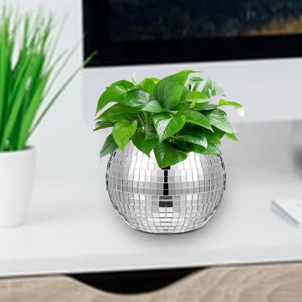 Bola de discoteca vaso de flor - Desk Setup Plant avaliação e preço